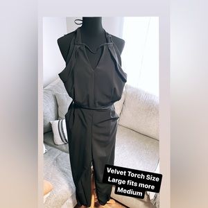 Black halter pants jumpsuit